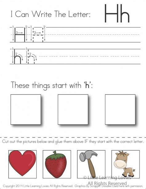 Letter H Worksheets Cut And Paste