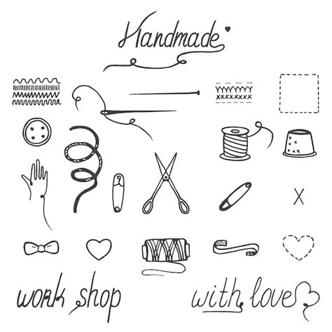 Premium Vector Handmade And Sewing Elements For Design Hand Drawn