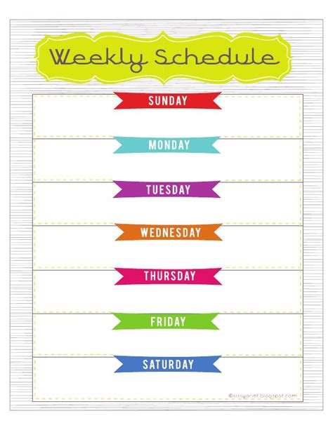 Kids Weekly Schedule Template For Your Needs