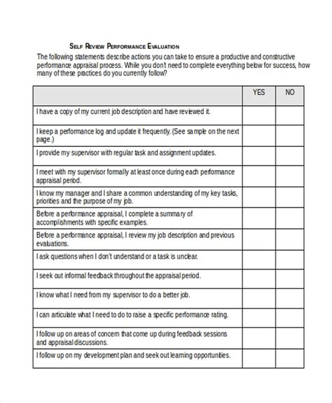 When you have determined your objectives, the simplest way to register them is to create performance reviews are an excellent time to reflect on your performance during the last year. FREE 9+ Sample Self Evaluation Forms in PDF | MS Word
