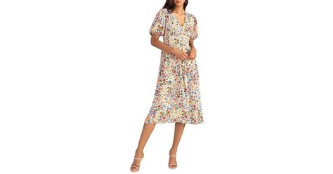 Shoshanna Lainey Ditsy Floral Midi Dress In Natural Lyst