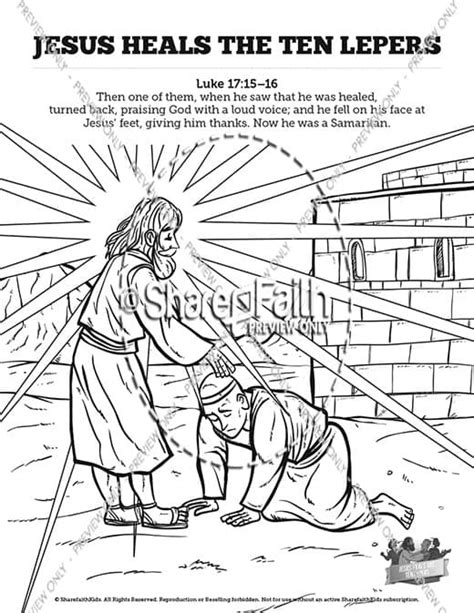 Luke 17 Ten Lepers Sunday School Coloring Pages Sharefaith Media