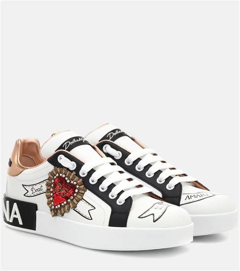 Portofino Leather Sneakers In White Dolce Gabbana Mytheresa