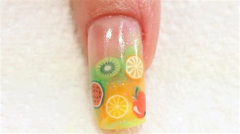 Summer Fruit Acrylic Nail Art Tutorial Youtube