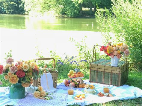 Outdoor Dinner Party Picnic Party Flowers Flower Design Peach And