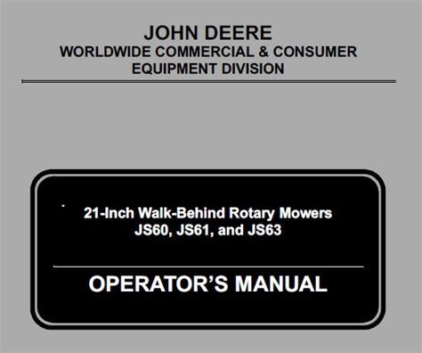 John Deere Js60 Js61 And Js63 21 Inch Walk Behind Rotary Mowers
