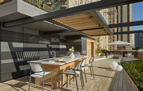 Dspace Rooftop Yard Outdoor Kitchen With Steel And Wood Pergola Pergola