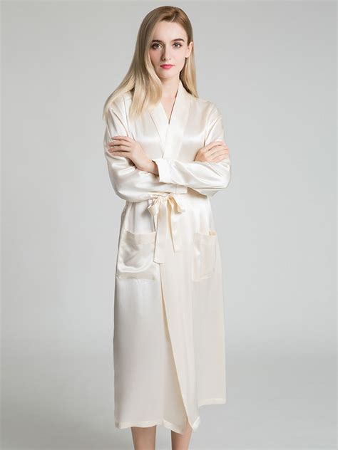 Ivory Silk Robe For Women Mulberry Silk Silk Robe Long Silk