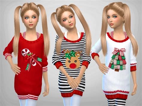 Girls Christmas Jumpers By Sweetdreamszzzzz At Tsr Sims