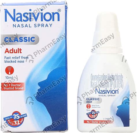 Nasivion Classic 005 Nasal Spray 10 Uses Side Effects Price