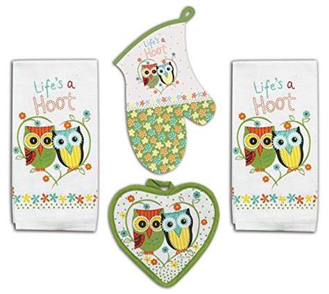 Whimsical Owl Store Owl Kitchen Towel Set Lifes A Hoot 4 Piece