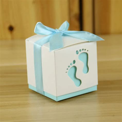 Baby Footprints Candy Box Baby Show Laser Cut Favors T Paper Boxes