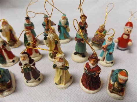 Vintage Ceramic Miniature Christmas Tree Ornament Set From