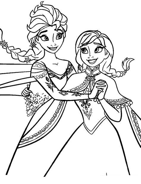 Desenho De Anna E Elsa Dançando Para Colorir Tudodesenhos