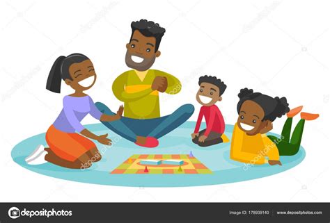 El tiempo de ocio de nuestros hijos es algo que deberíamos cuidar con esmero. Dibujos: dibujo juegos de mesa | Familia afro-americana jugando juego de mesa — Vector de stock ...