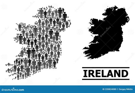 Vector Demographics Collage Map Of Ireland Island And Solid Map Stock