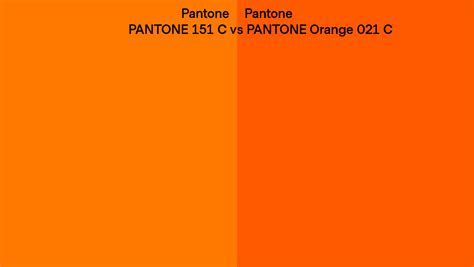 Pantone 151 C Vs Pantone Orange 021 C Side By Side Comparison