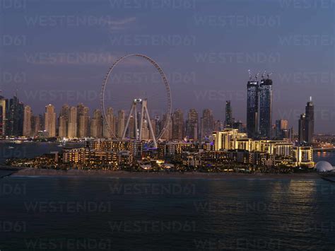 Aerial View Of The Ferris Wheel On Bluewaters Island In Dubai During