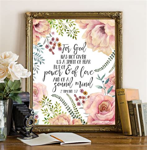 2 Timothy 17 Bible Verse Wall Art With Floral Pink And Etsy Bible