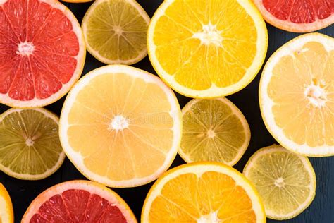 Orange Grapefruit And Lemon Citrus Fruit Slices Stock Image Image Of
