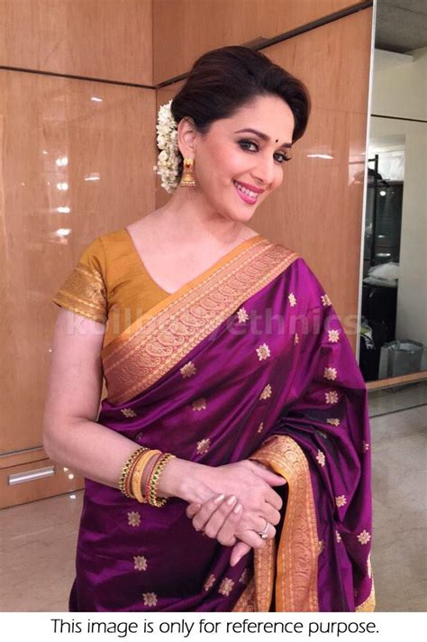 Bollywood Style Madhuri Dixit Joya Silk Georgette Saree In Purple Color