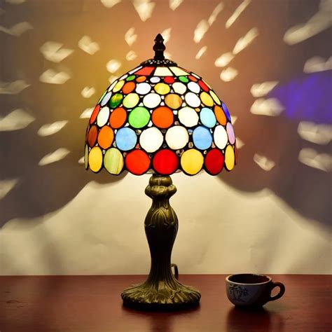 12 Inch Bohemia Stained Glass Lampshade Tiffany Table Lamp Country Style Bedside Lamp E27 110