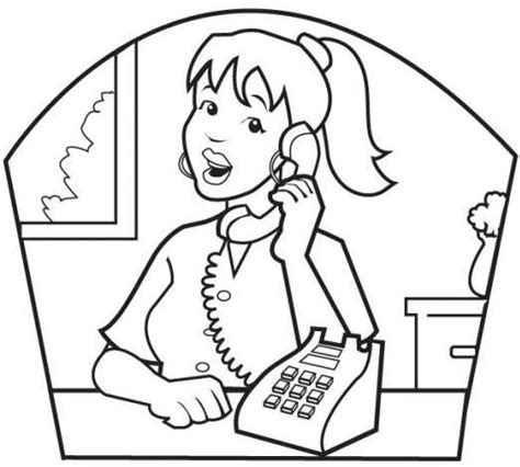 Desenho de Secretária atendendo telefone para colorir Tudodesenhos