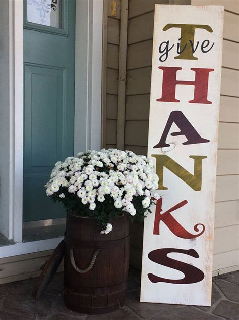 Give Thanks Sign Front Porch Sign Front Porch Welcome Sign Etsy