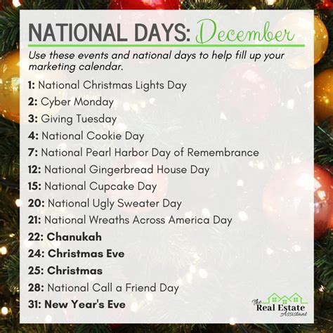 December National Days National Holiday Calendar