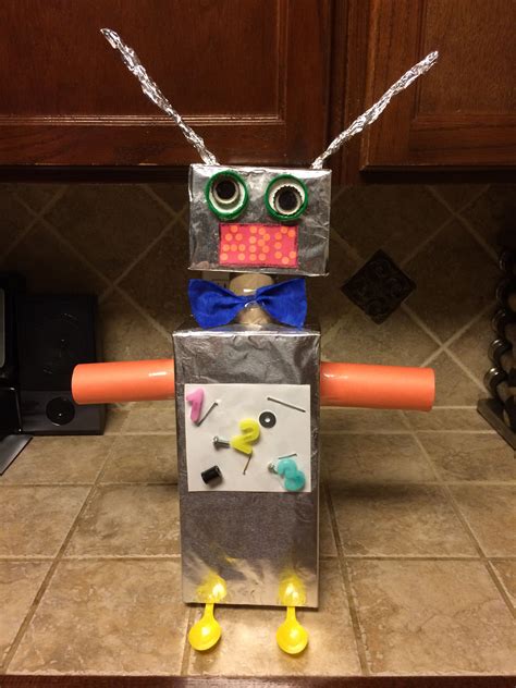 Mikeys Robot Made From Recycled Materials For Pre School Recycled