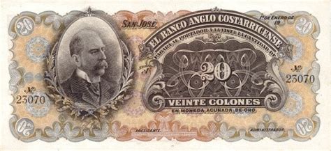 Costa Rica 20 Colones 1904 1917 Foreign Currency