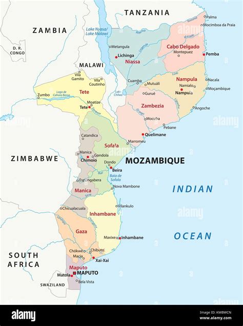 Mozambico Politica E Amministrativa Di Mappa Vettoriale Immagine E