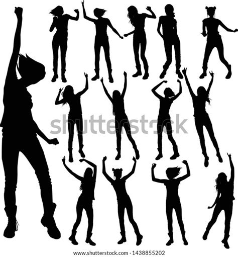 Vector Set Silhouettes Dancing Girls Different Stock Vector Royalty