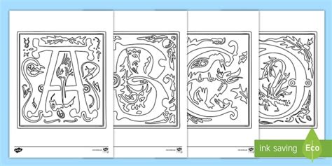 Illuminated Letters Colouring Pages Letters Illuminated