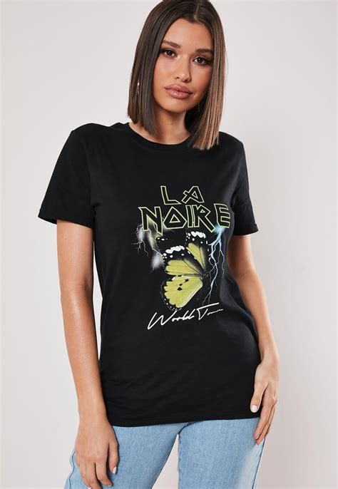 Black La Noir Graphic T Shirt Missguided Womens Tops T Shirts For Women Clothes
