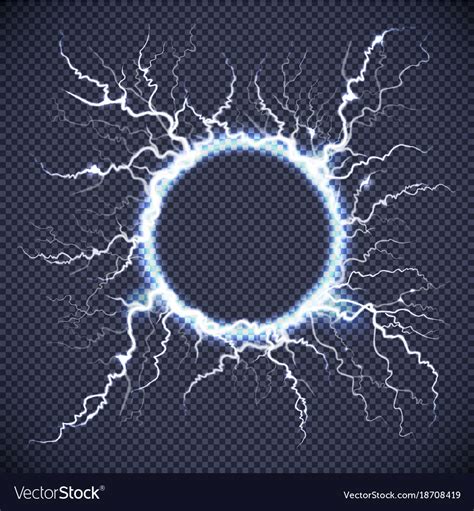 Circle Lightning Realistic Transparent Background Vector Image