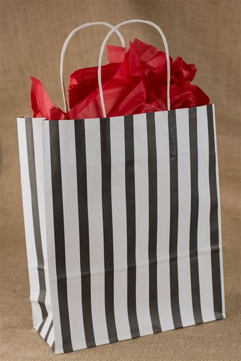 Black Stripe Paper T Bags Wtwisted Paper Handle 10 X 12 Etsy