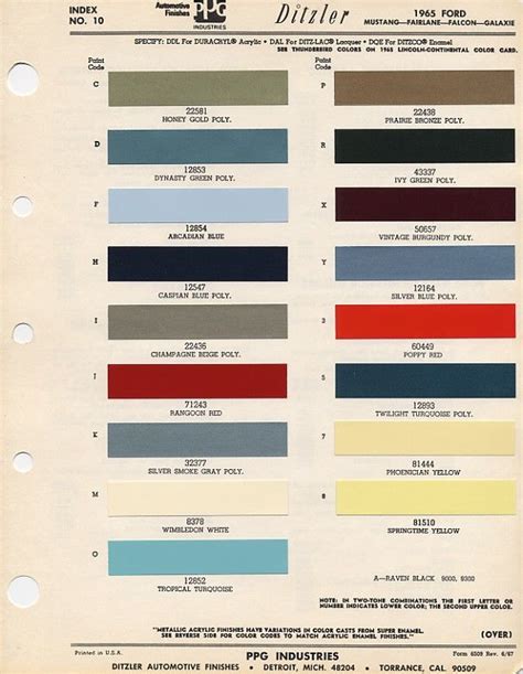 1965 Ford Color Chart Guess It Was Actually Caspian Blue Poly