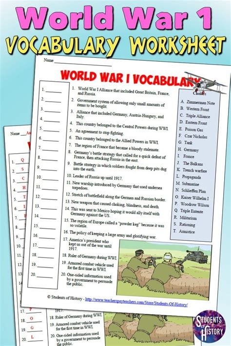 World War 1 Vocabulary Worksheet