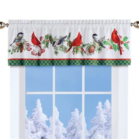 Collections Etc Festive Bird And Pine Holiday Window Curtains