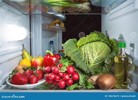 Fridge Full Of Fruits And Vegetables Stock Image Image Of