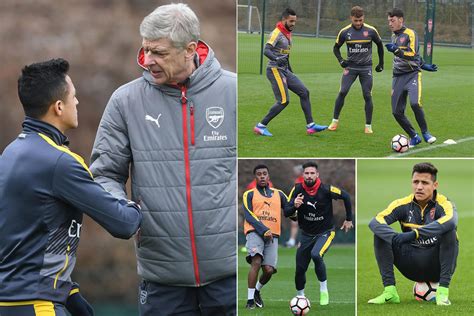 Alexis Sanchez And Arsene Wenger Shake Hands Again At Arsenal Training To Hint All Is Well After