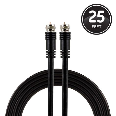 Ge Rg59 Coaxial Cable 25ft 76m Black F Type Connections Jacks