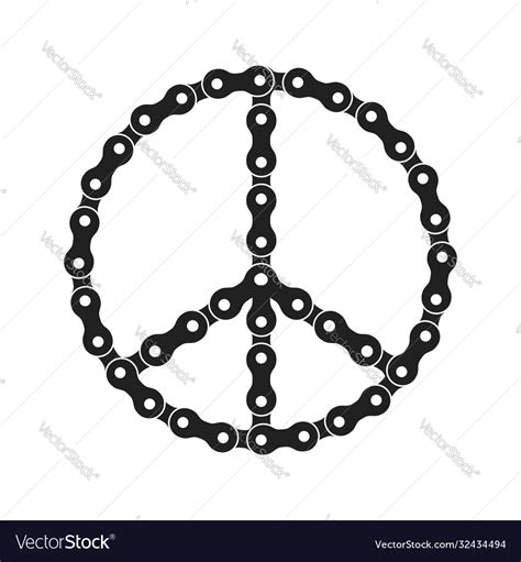 Peace Sign Made Bike Or Bicycle Chain Hippie Vector Image