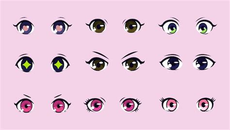 Zestaw Projektu Ilustracji Anime Oczy Premium Wektor
