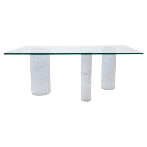 20th Century White Italian Marble Glass Dining Room Table By Massimo Vignelli For Sale At 1stdibs