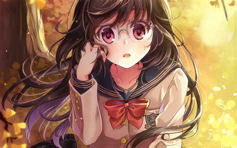 Download 1680x1050 Anime Girl Glasses Meganekko School Uniform Cute Wallpapers For Macbook