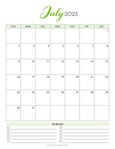Download Printable July 2023 Calendars Zohal