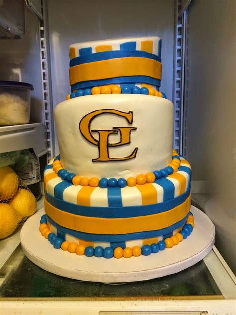 Cookied Oh Blue And Gold Graduation Cake
