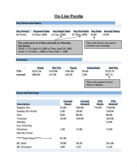 Sample Payslip Templates 8 Free Documents Download In Pdf Word